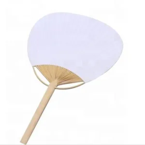 Blank Round Hand Fan Bamboo Handle Paper Handheld Fan Japanese Style DIY Painting Fan Summer Cooling Fan Home Decor