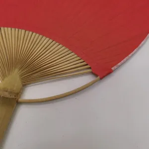 Traditional Chinese red paper and bamboo hand fan main product view for summer decor