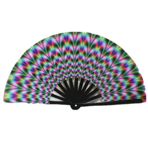 Éventail pliable UV pour spectacles, éventail à main en bambou de 10 pouces.