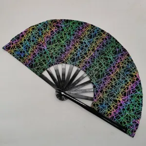 8 Inch Reflecterende Vouwvent Ventilator met Bamboe Ribben voor Kung Fu Dans Party
