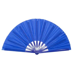 Abanico plegable de Kung Fu azul de 33 cm con mango de plástico y tela para práctica