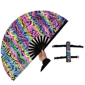 33cm reflective folding fan holographic clack fan party festival dancing accessory colorful variant