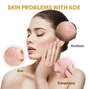 Facial cleanser detail showing aging skin problems pores acne and blackheads care