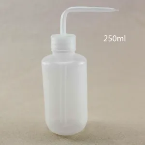 250ml translucent plastic wash bottle with narrow curved nozzle for precise watering