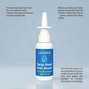 LANISKA nasal spray 30ml detail view, gentle nasal care and cleaning spray bottle for daily use.
