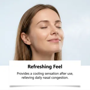 Detailed view of a refreshing nasal spray effect, showing comfortable relief and soothing feel.