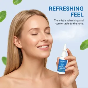 Detail shot of Laniska refreshing nasal spray application, showing gentle personal care mist.