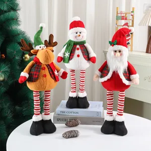 Christmas plush doll ornaments long leg Santa snowman reindeer festive holiday home decor item