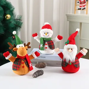 Christmas plush doll set tabletop decoration reindeer snowman santa ornaments detail