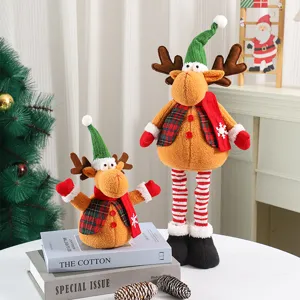 Christmas plush reindeer doll decoration set, cozy desktop display scene details for holiday.