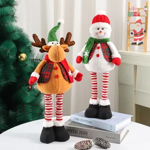 Christmas plush doll decoration set long leg snowman elk festive home desktop decor