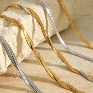 High-quality stainless steel gold and silver herringbone snake chain necklaces for women