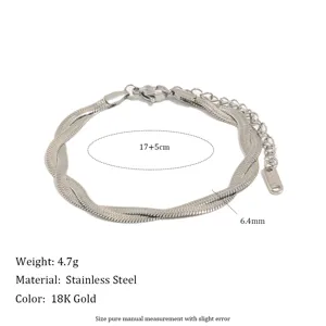 Detailed view of braided herringbone bracelet with 17+5cm length measurement