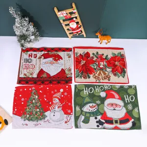 Christmas Knitted Placemat Santa Claus Snowman Table Mat Heat Insulating Tablecloth Festive Home Dining Table Decor