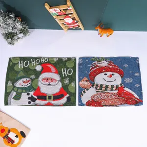 Christmas knitted placemat Santa Claus snowman table mat festive dining decor 2pcs