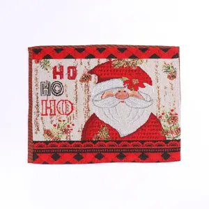 Christmas woven placemat with Santa Claus design, festive table decor pad, durable fabric mat.