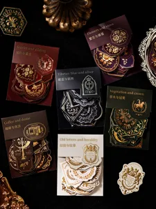 Vintage gilded heraldry sticker collections for scrapbooking and creative journal decoration