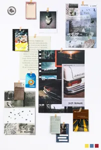 Vintage collagemateriaalset met retro foto's en esthetische decoratieve stickers voor dagboek