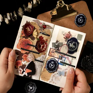 Vintage dark phantom series gilded emblem stickers for aesthetic journal and scrapbook decoration