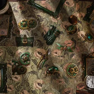 Set d'autocollants steampunk vintage pour scrapbooking avec engrenages et motifs d'horloge