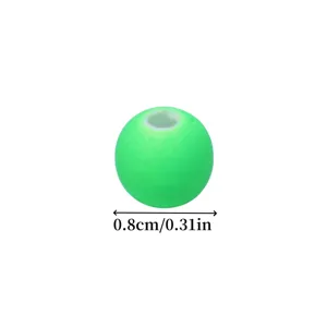 Detailansicht der 8mm grünen Gummiaerylkugel mit Größenangabe für DIY-Schmuckbau