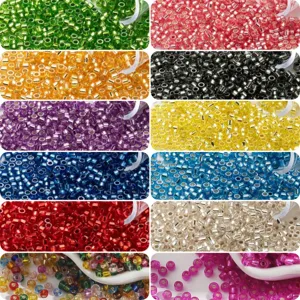 Cuentas de Vidrio con Núcleo de Plata Cuentas Redondas para Creación de Joyas DIY Collares Pulseras Multicolor Pequeñas Cuentas para Manualidades