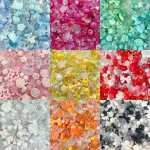 Cuentas Sueltas Mezcladas de Acrílico Lindos Materiales de Bricolaje Corazones Estrellas Flores Animales Formas Irregulares para Joyas