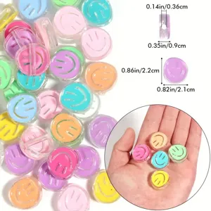Perles colorées en acrylique de 22mm avec sourire pour bijoux DIY et artisanat