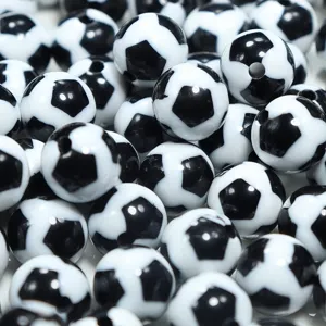 High quality 8-20mm black and white soccer acrylic beads for DIY jewelry making crafts