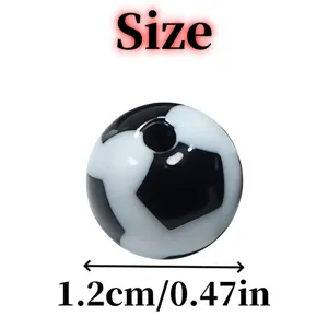 Black and white soccer pattern acrylic bead for DIY jewelry making with 12mm diameter