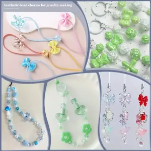 Dijes de cuentas acrílicas de colores en varias formas para hacer joyas de bricolaje