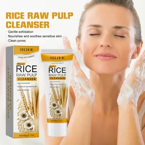 Rice Raw Pulp Facial Cleanser Deep Pore Cleaning Gentle Nourishing Moisturizing Face Wash For Skincare