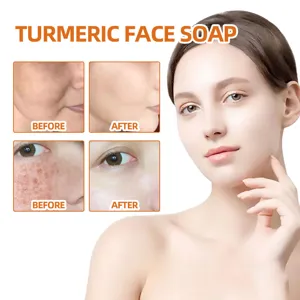 Savon visage au curcuma pour un nettoyage doux, réparation et réduction des taches et des rides.