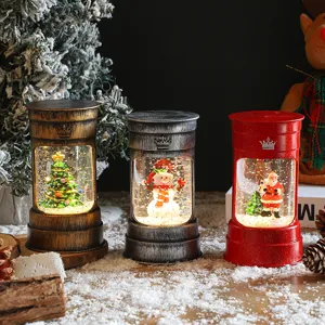 Kerst Lichtgevend Nachtlampje Watergeïnjecteerde Glitter Windlamp Olievat Ornament Feest Huisdecoratie