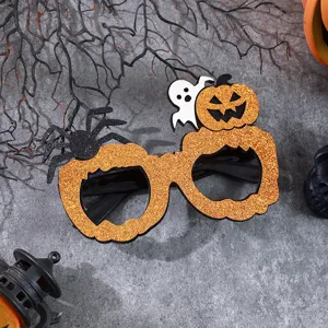 Halloween party decorative glasses with glitter pumpkin ghost and spider funny dress-up props