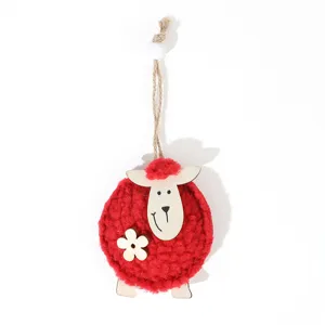 Ornement suspendu en laine de mouton rouge de Noël mignon pendentif arbre de fête pour déco