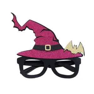 Halloween Party Witch Hat Glasses with Glitter Bat Festive Dress Up Costume Photo Props.