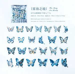 Detalles de 25 pegatinas de mariposas azules vintage para scrapbooking y fotos