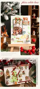 Vista dettagliata della carta per scrapbook di Natale con base bianca goffrata