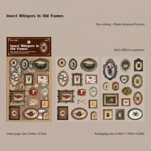 3D vintage insect frame stickers, natural history museum series for journaling (2 sheets)