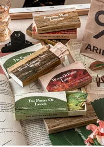 Vintage style matchbox wood chip bookmarks from Forest Whisper series for journaling