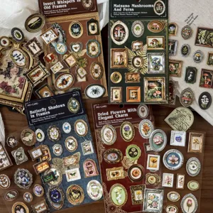 Vintage natural history museum 3D stereoscopic stickers for scrapbooking decorations