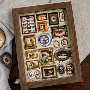 Vintage nature museum 3D stickers featuring butterflies and mushrooms for scrapbooking.