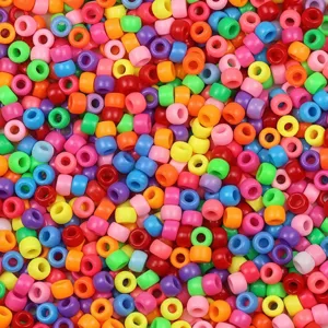 Acrylic Pony Beads 9mm Colorful Large Hole Barrel Beads Candy Color Loose Spacer Beads For Children DIY Jewelry Making