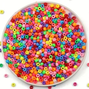 Mixed 9mm candy-colored acrylic pony beads for children DIY jewelry making and crafts