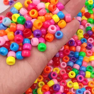 Vibrant 9mm acrylic candy bucket beads for children's handmade DIY crafts