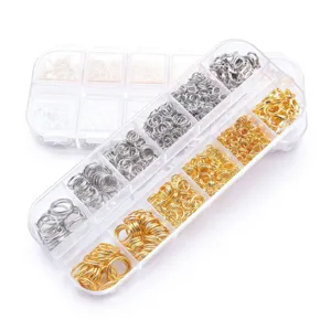 Professional DIY jewelry findings kit featuring gold and silver jump rings in an organizer