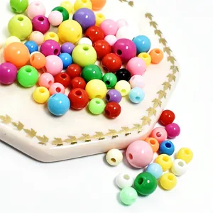 Cuentas de Acrílico de Color Sólido Redondas Sueltas Espaciadoras para DIY Pulsera Cadena de Teléfono Creación de Joyas Artesanía