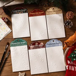Carta per Scrapbooking in Rilievo Natalizia Serie Narrazione Invernale Carta Kraft Bianca Per Diario Fai-da-te Carta Decorativa per Sfondo Cancelleria Vintage