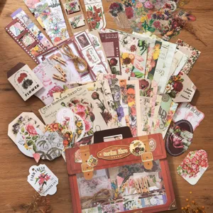 Pack de papier et autocollants vintage Garden Flora contenant 120 pièces florales